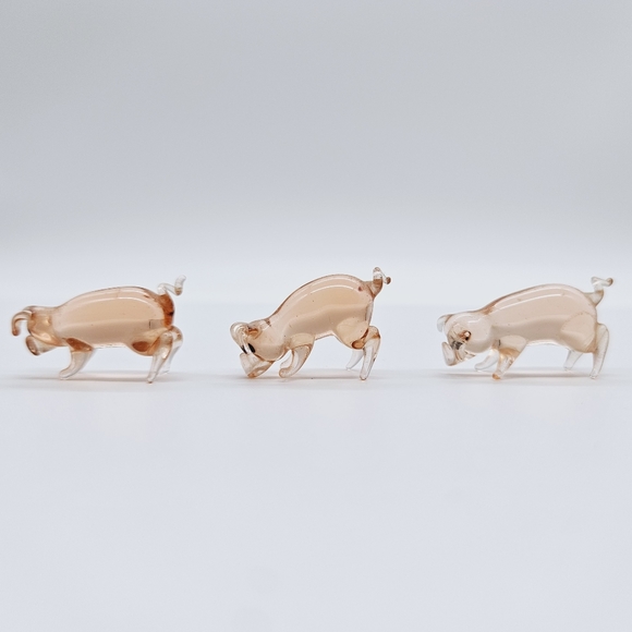 VINTAGE | art glass set of 3 miniature mini pigs - Picture 5 of 8